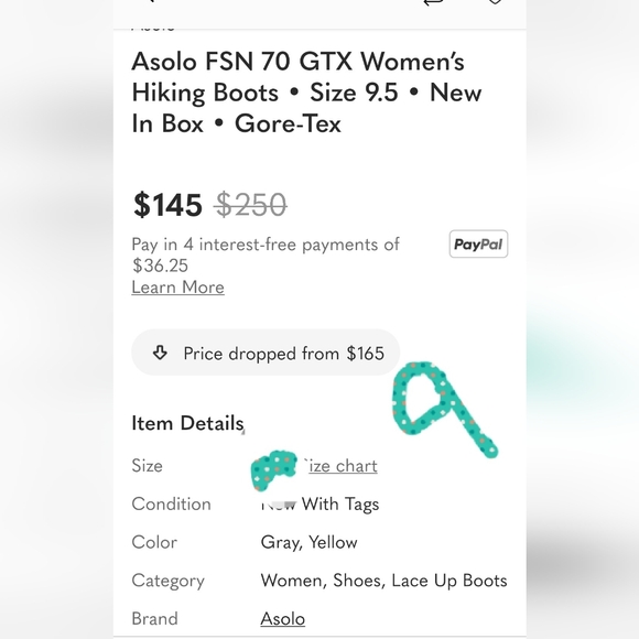 Asolo Black and Gray Outdoor Boots with Yellow Highlights - Picture 9 of 9